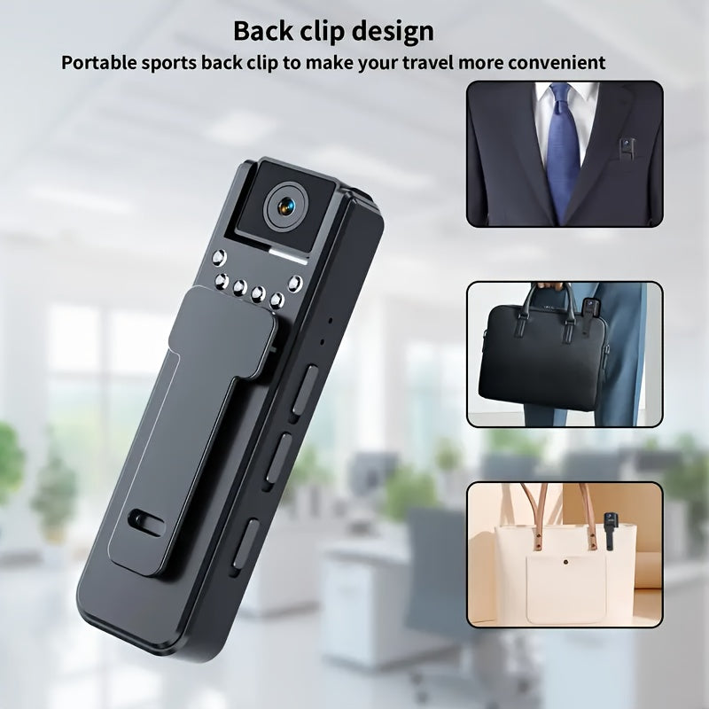 1080P FHD Night Vision Action Camera with 180° Rotating Lens - Hands-Free Wearable Body Camera for Cycling, Hiking and Sports, Meeting/Sports Recording