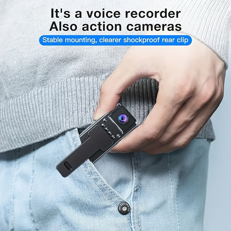 1080P FHD Night Vision Action Camera with 180° Rotating Lens - Hands-Free Wearable Body Camera for Cycling, Hiking and Sports, Meeting/Sports Recording