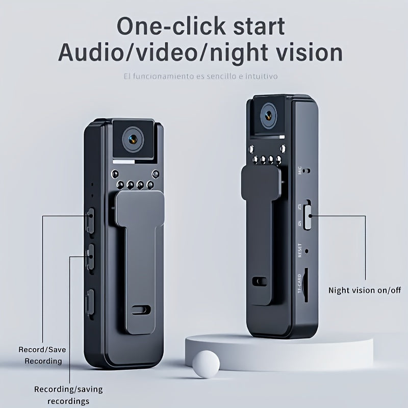 1080P FHD Night Vision Action Camera with 180° Rotating Lens - Hands-Free Wearable Body Camera for Cycling, Hiking and Sports, Meeting/Sports Recording