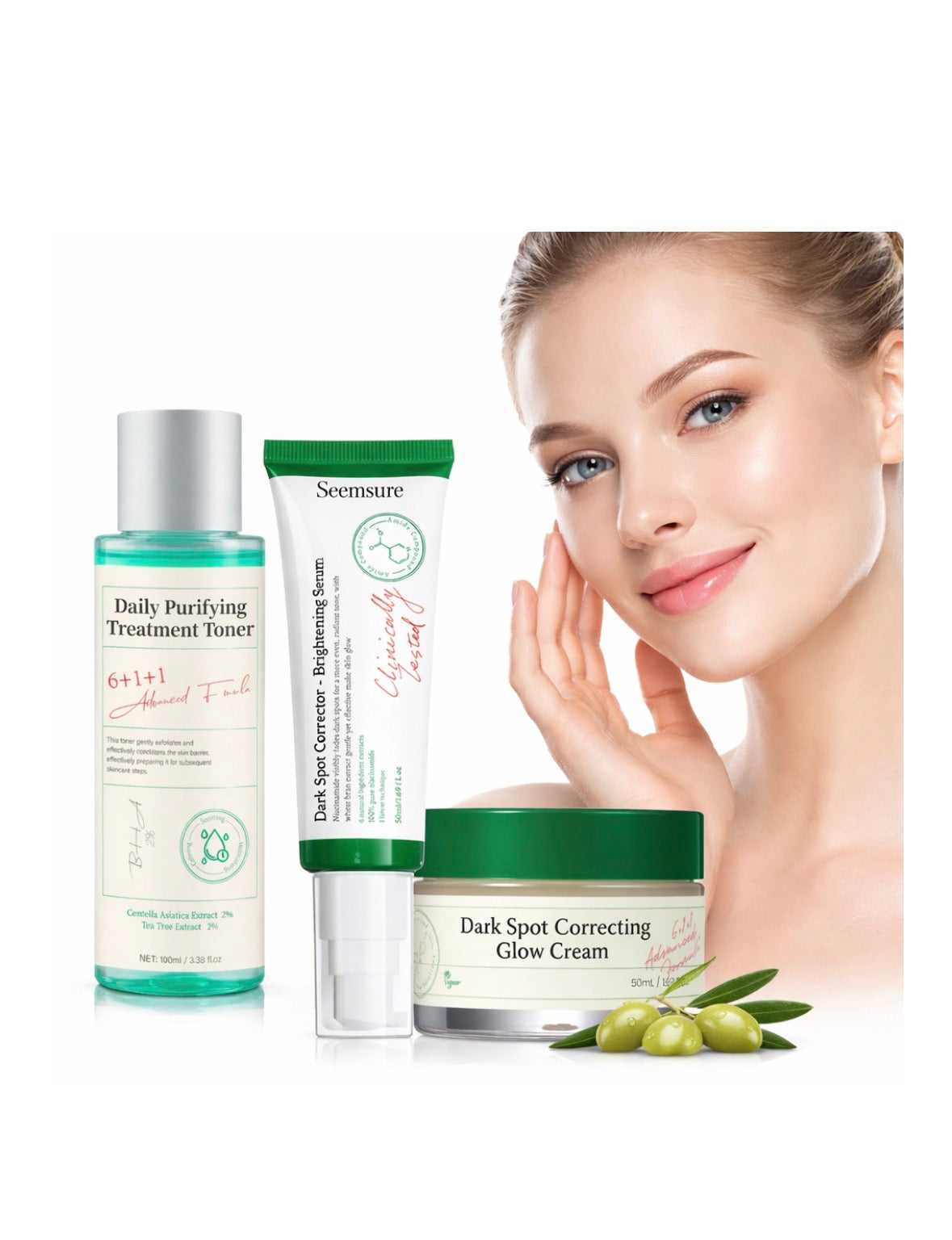 Dark Spot Correcting Glow Serum, Toner & Cream Combo