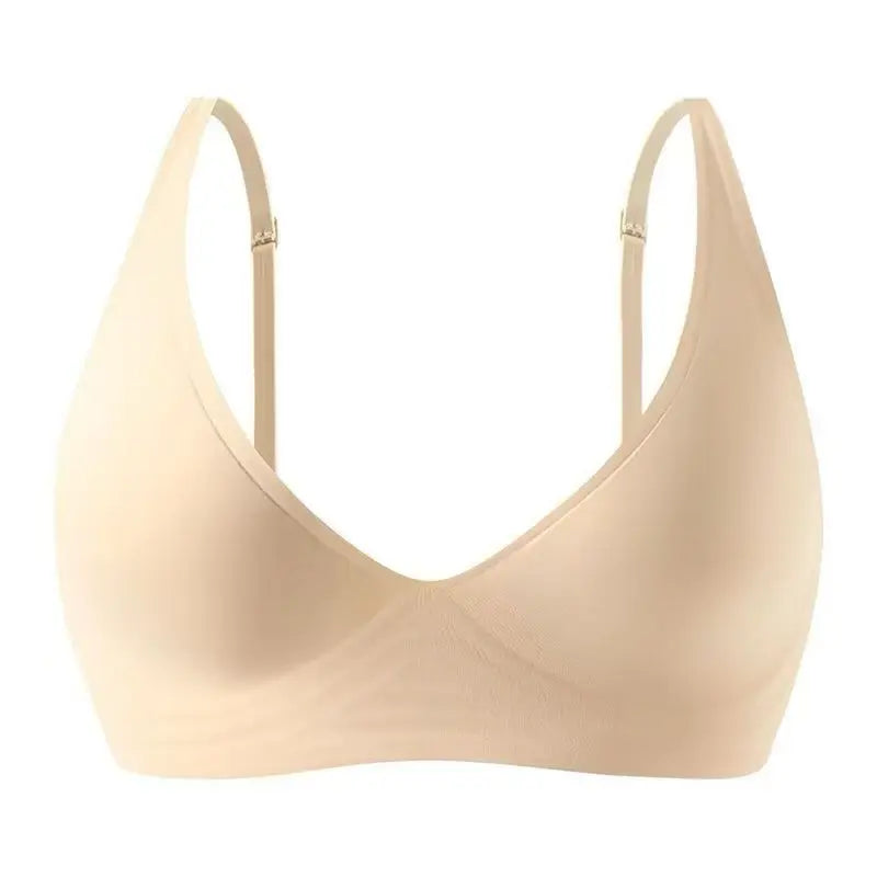 Women's Deep V Jelly Strip Bra Thin Seamless Push-Up Anti-Sagging Breathable Comfortable Underwear