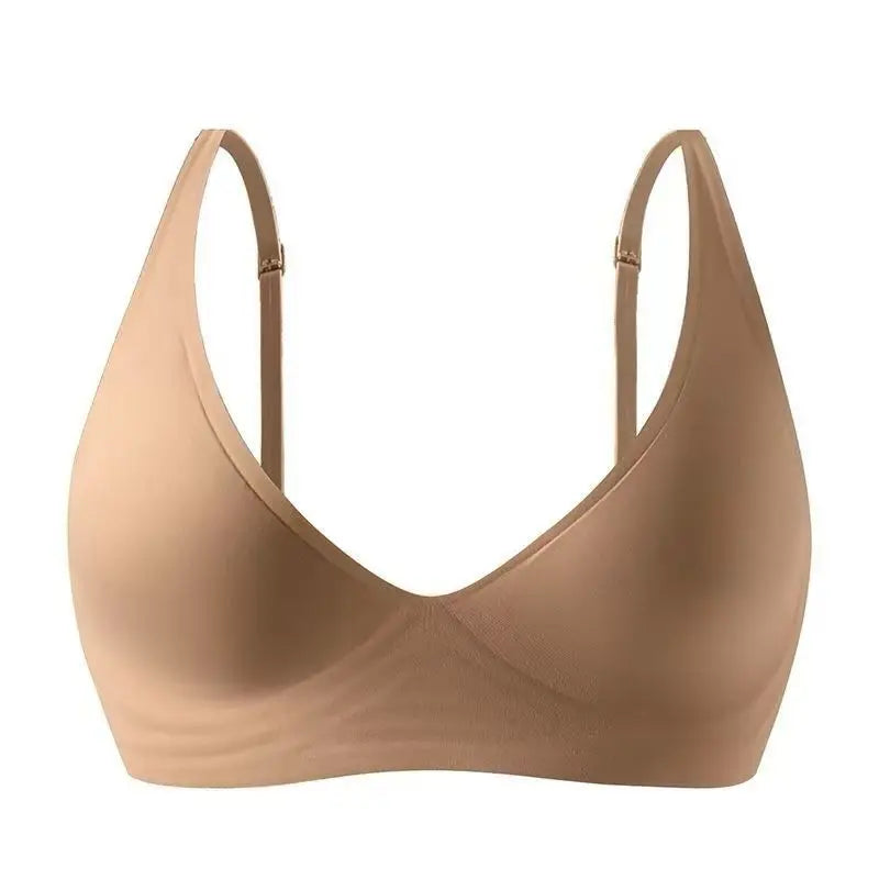 Women's Deep V Jelly Strip Bra Thin Seamless Push-Up Anti-Sagging Breathable Comfortable Underwear
