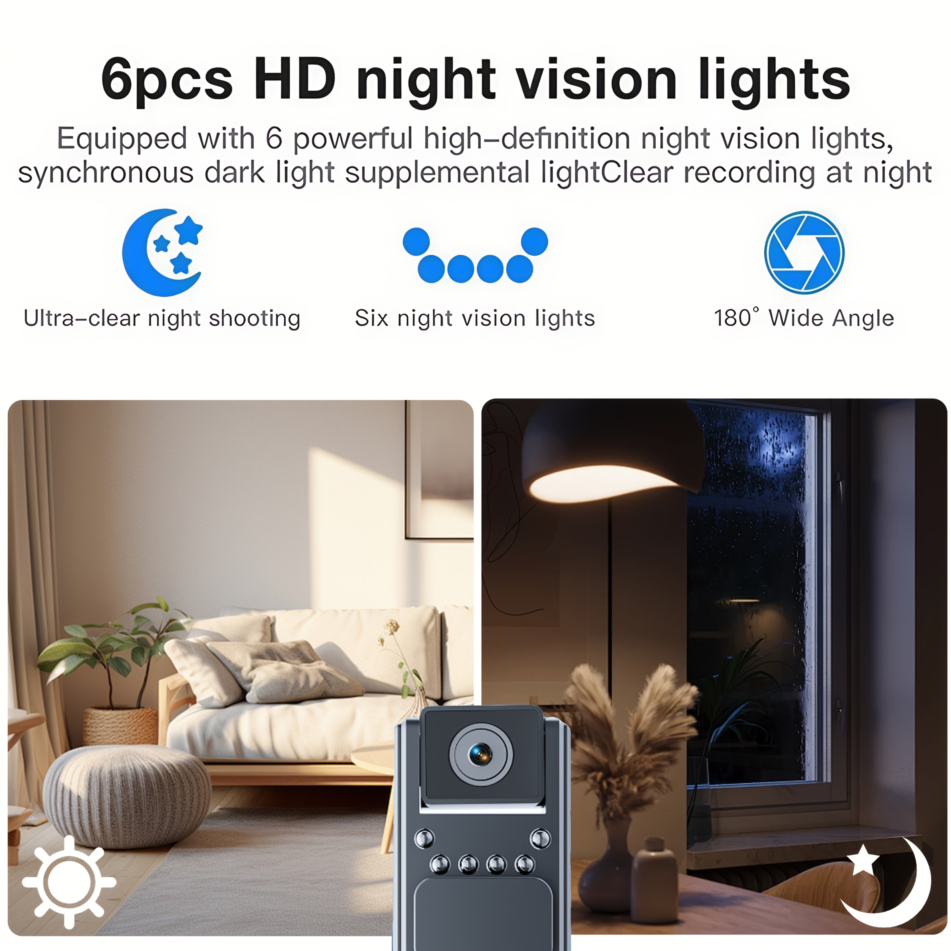 1080P FHD Night Vision Action Camera with 180° Rotating Lens - Hands-Free Wearable Body Camera for Cycling, Hiking and Sports, Meeting/Sports Recording